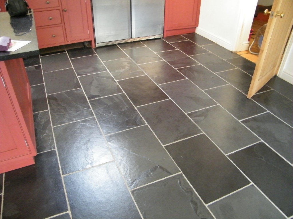 Tile & Stone Medic Black Slate kitchen floor stripping cleaning and